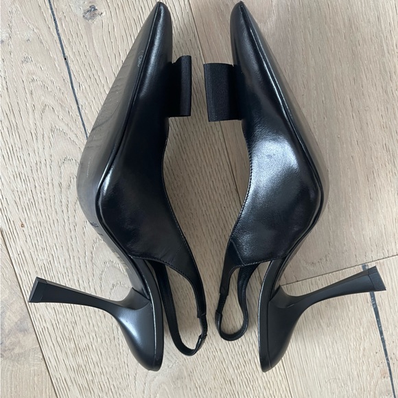NIB The Kooples Black Leather Slingback Pumps 38 / 7